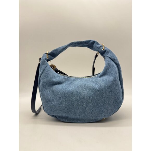 Macy's On 34th denim top handle hobo crossbody bag - Denim Blue - Picture 10 of 16